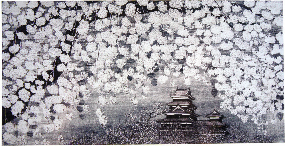 被り心地最高 Shioiri 国宝 木版画 松本城「雪の松本城」塩入 木版画家 ...
