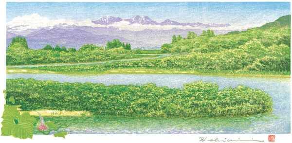 川筋に風わたる頃（安曇橋）爺、鹿島、五竜