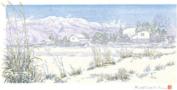 雪が里を覆う頃（池田）爺ヶ岳、鹿島槍、五竜岳